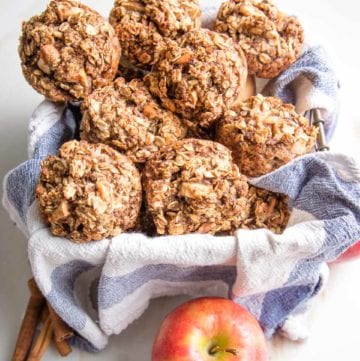 A basket of healthy apple muffins