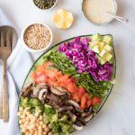 Roasted and chopped veggies, lemon tahini dressing