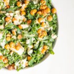 Kale, creamy dressing and crunchy chick pea croutons