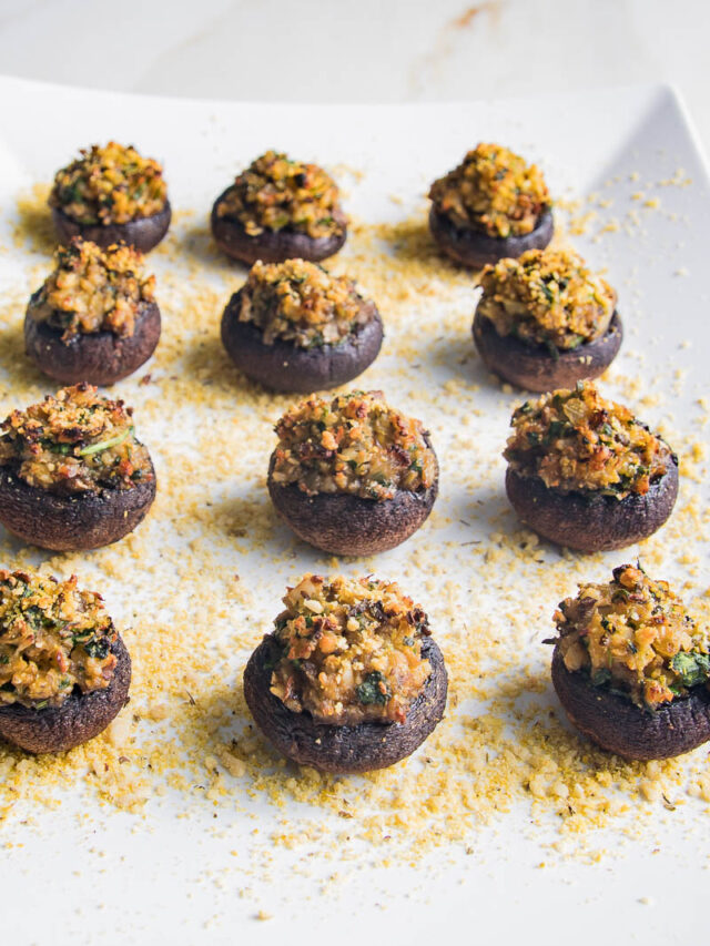 Stuffed mushrooms on a platter