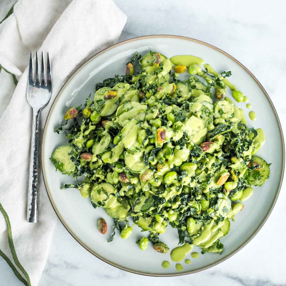 Cucumber Edamame Salad with Pistachio Dressing-image