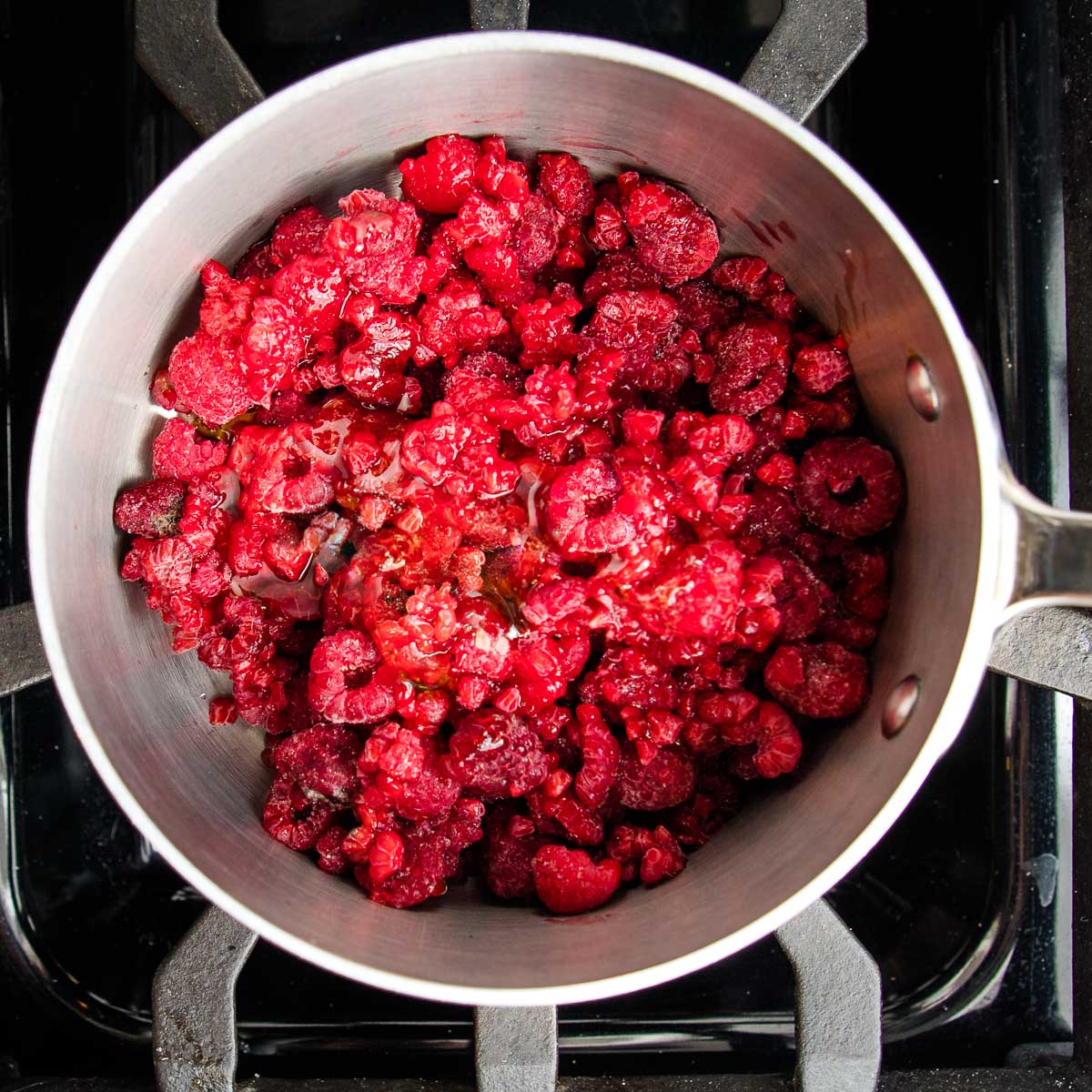 raspberries in a small pot.
