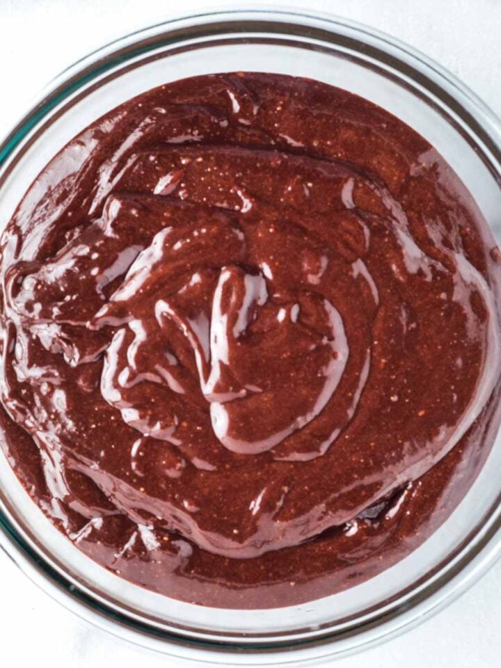 Bowl of chocolate frosting.